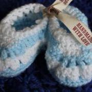 Crocheted baby boy booties